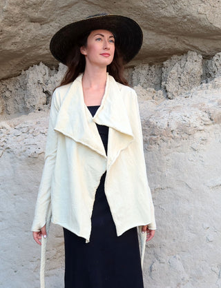 ORGANIC WOOL Cocoon Belted Jacket