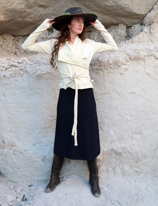 ORGANIC WOOL Cocoon Belted Cropped Jacket