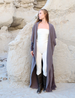 Belted Cocoon VELOUR Long Jacket