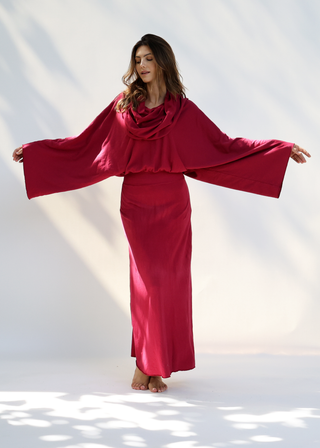 Super Cowl Birdie Banded Simplicity Long Dress