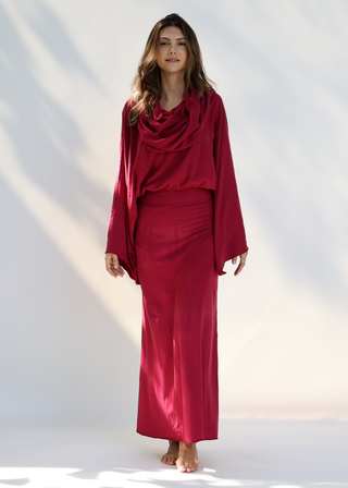 Super Cowl Birdie Banded Simplicity Long Dress