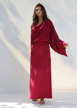 Super Cowl Birdie Banded Simplicity Long Dress