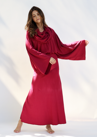 Super Cowl Birdie Banded Simplicity Long Dress