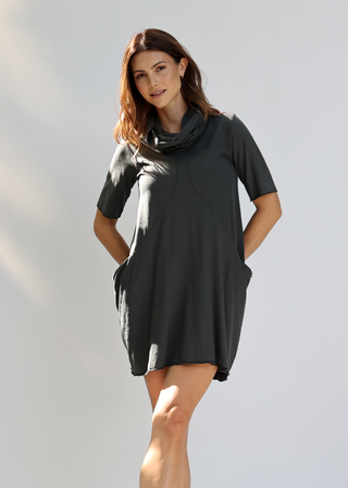 Chunky Cowl Origami Short Dress