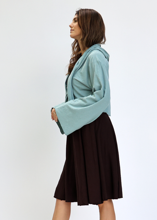 Hooded Kimono Tie Front Cropped Jacket