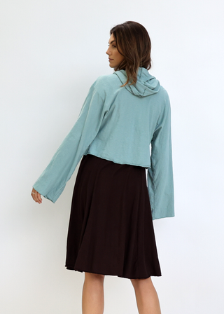 Hooded Kimono Tie Front Cropped Jacket