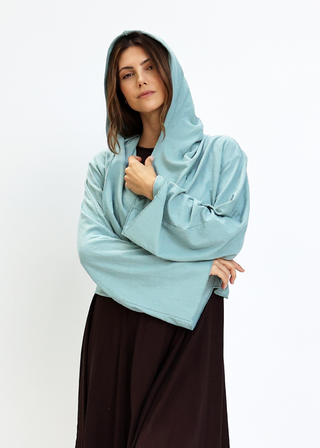 Hooded Kimono Tie Front Cropped Jacket