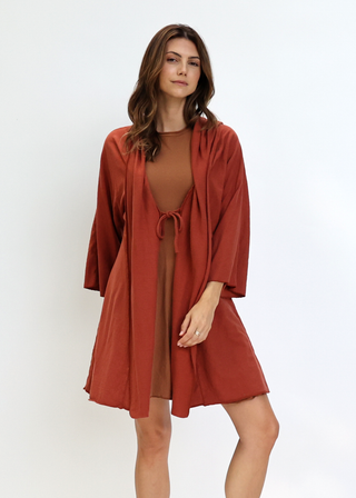 Hooded Kimono Tie Front Short Jacket