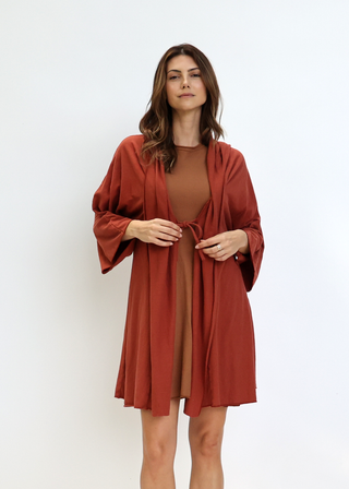 Hooded Kimono Tie Front Short Jacket