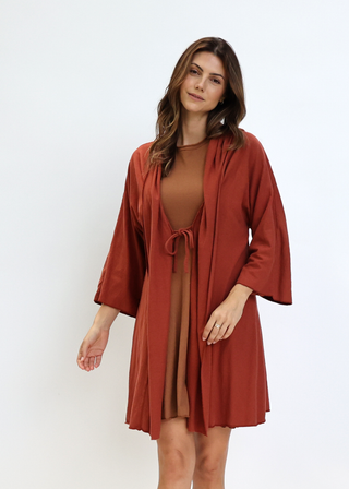 Hooded Kimono Tie Front Short Jacket