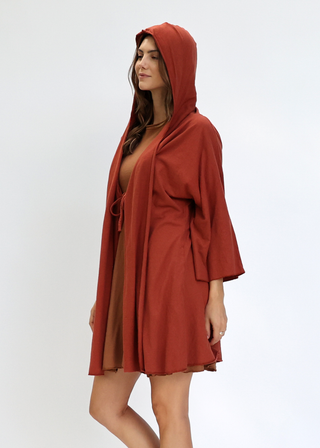 Hooded Kimono Tie Front Short Jacket