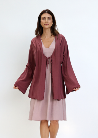 Hooded Kimono Tie Front Tunic Jacket