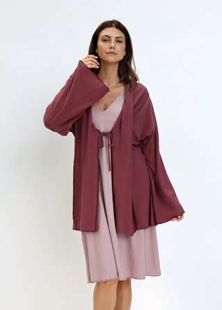 Hooded Kimono Tie Front Tunic Jacket