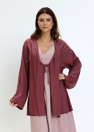 Hooded Kimono Tie Front Tunic Jacket