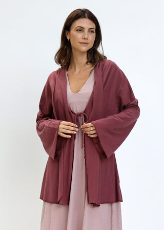 Hooded Kimono Tie Front Tunic Jacket