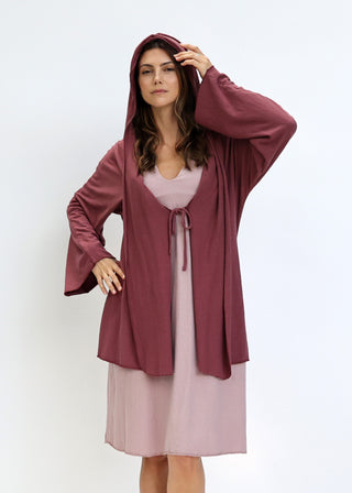 Hooded Kimono Tie Front Tunic Jacket