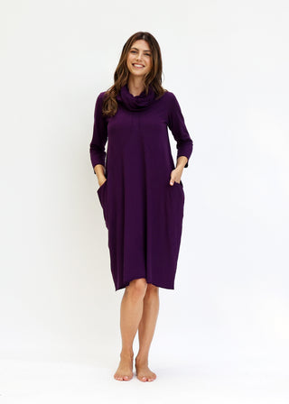 Chunky Cowl Origami Below Knee Dress