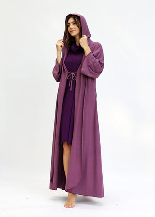 Hooded Kimono Tie Front Long Jacket
