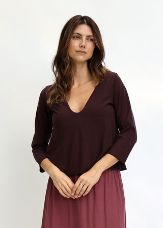 Plunge Built In Bra Ojai Cropped Shirt