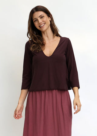 Plunge Built In Bra Ojai Cropped Shirt