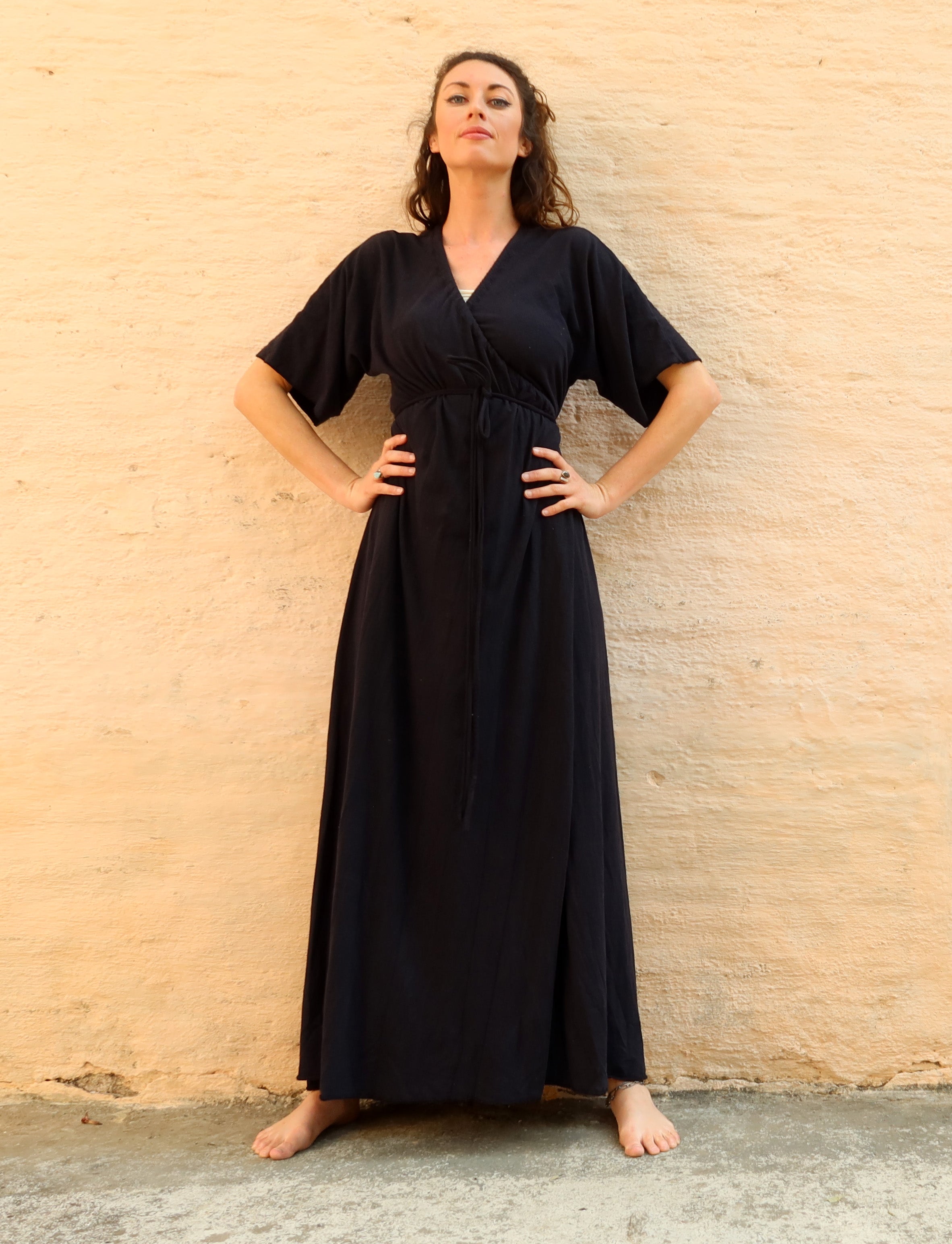 Drawstring Wrap Kimono Simplicity Long Dress Gaia Conceptions Drawstring Wrap Kimono Simplicity Long Dress Gaia Conceptions
