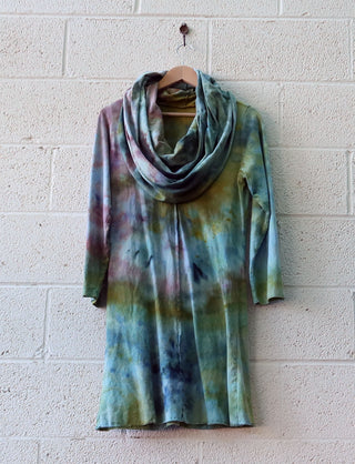 OOAK -  Super Cowl Warrior Short Dress / XL / Light Hemp / Ice Dye (147)