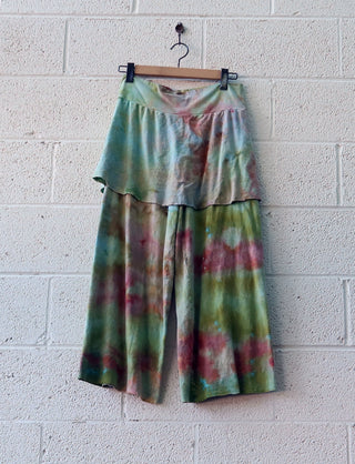 OOAK -  Mini Skirted Pedal Pushers / XL / Med Hemp / Ice Dye (158)