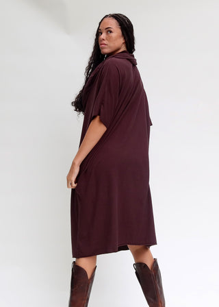 Super Cowl Poppy Below Knee Kaftan