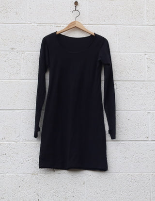 Sale - Slip Pencil Short Dress  / S / Med Stretch Hemp / Midnight (33)