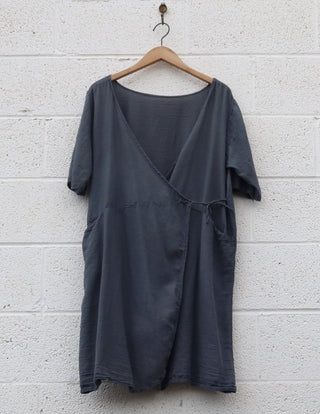Sale - Origami Wrap Short Dress / M / Textured Woven / Olive (67)