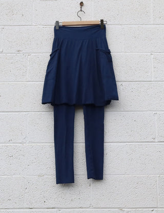 Sale - Perfect Pockets Short Skirt Leggings  / S / Light Hemp / Sapphire (132)