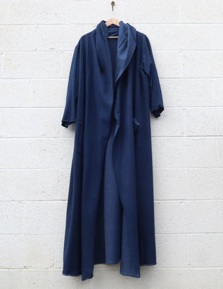 Sale - Hooded Winter Cocoon Long Jacket / M-XL / French Terry / Sapphire (136)