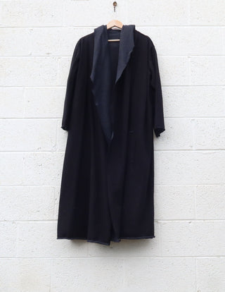 Sale - Hooded Winter Cocoon Below Knee Jacket / M-XL / French Terry / Midnight (137)