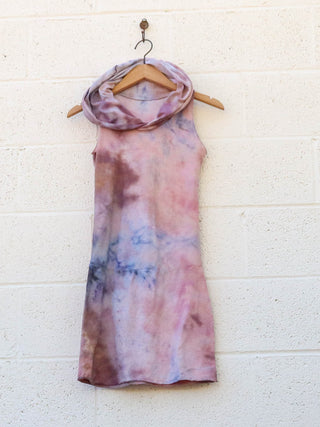 OOAK -  Hooded Pencil Mini Dress / 2XS / Light Hemp / Ice Dye (204)