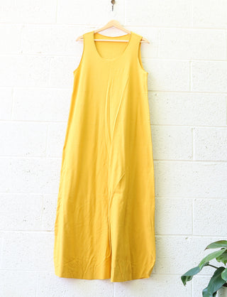 Sale - Slip Ojai Long Dress / M / Stretch Cotton / Mustard (29)