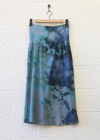 OOAK - Pencil Below Knee Skirt  / L / MED Hemp/Organic Cotton / Ice Dye (181)