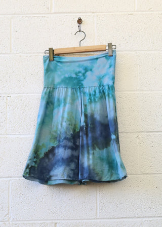 OOAK - Warrior Simplicity Short Skirt  / L / TISSUE Hemp/Organic Cotton / Ice Dye (187)