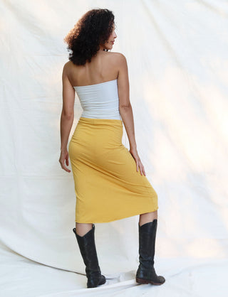 Drawstring Waist Simplicity Below Knee Skirt