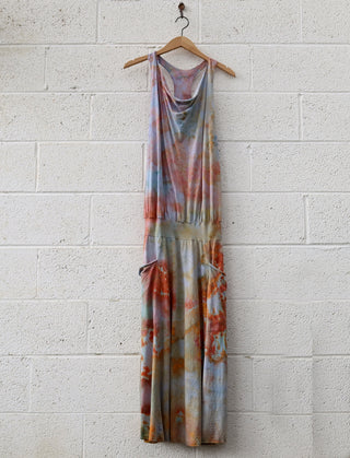 OOAK -  Float Racerback Perfect Pockets Long Dress / M / Light Hemp / Ice Dye (3)