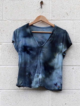 OOAK -  Ritual Warrior Cropped Shirt / L / Light Hemp / Ice Dye (6)