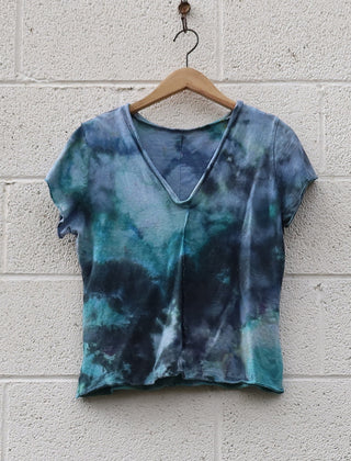 OOAK - Ritual Warrior Cropped Shirt / L / Light Hemp / Ice Dye (66)