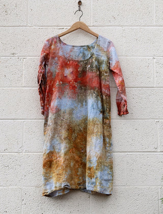 OOAK - Everyday Shift Short Dress / XXS / Organic Linen / Ice Dye (79)