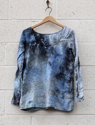 OOAK - Everyday Shift Shirt / XXS / Organic Linen / Ice Dye (80)