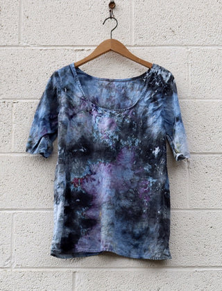 OOAK - Everyday Shift Shirt / XXS / Organic Linen / Ice Dye (81)