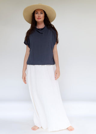Roll Neck Poppy Cropped Shirt Kaftan