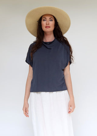 Roll Neck Poppy Cropped Shirt Kaftan