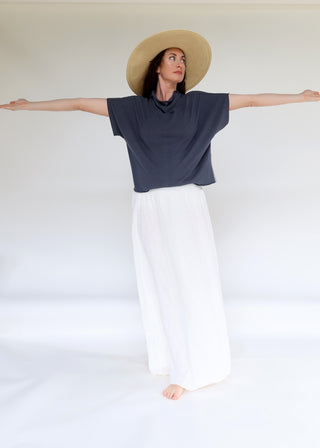 Roll Neck Poppy Cropped Shirt Kaftan