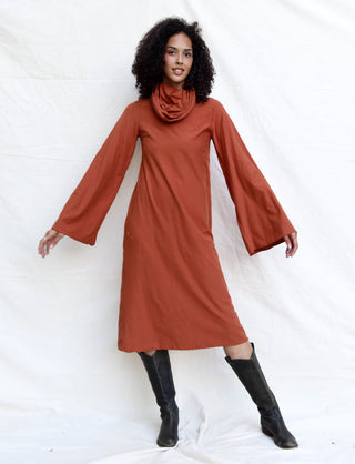 Bell Sleeve Chunky Cowl Ojai Below Knee Dress