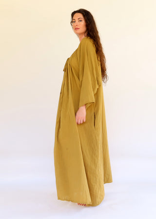 Drawstring Collar Bumble Bee Long Kaftan