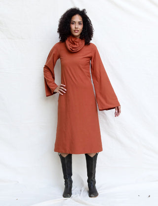 Bell Sleeve Chunky Cowl Ojai Below Knee Dress